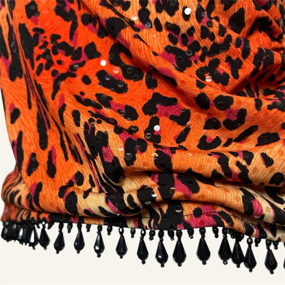 Y2K Leopard Print V-Neck Wrap Top - Picture 3 of 4